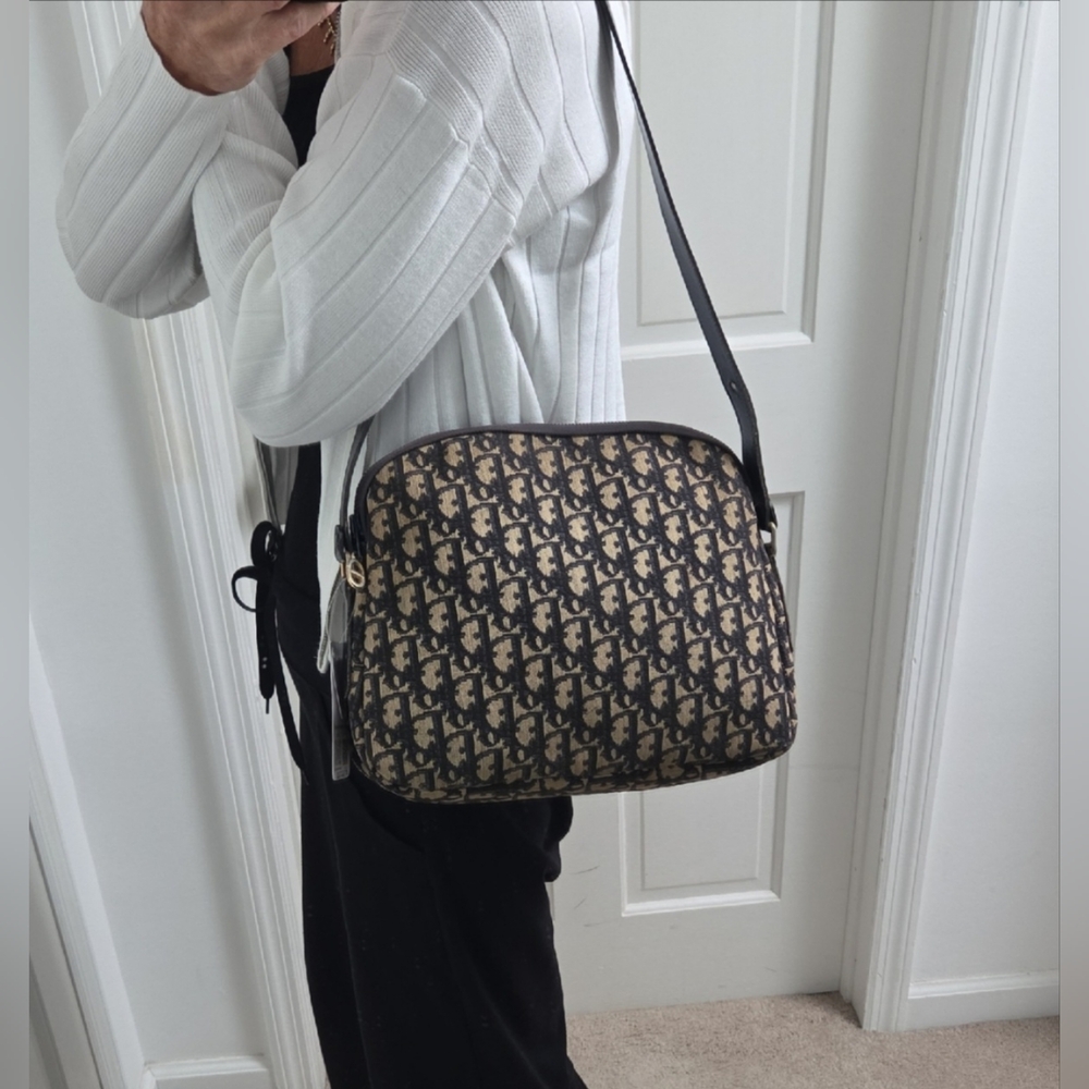 Dior Adjustable 2 Way shoulder strap 1970s Oblique canvas bag Collectable - Picture 9 of 17